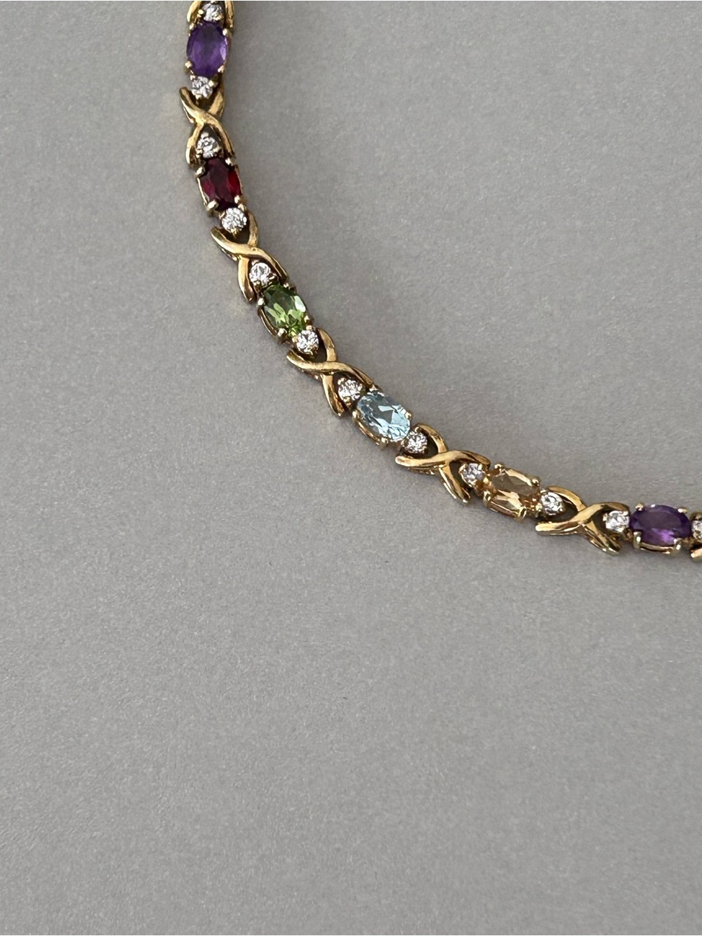 Vtg DBJ 925 Sterling Silver Gold Vermeil Rainbow Multi Gemstone XO Tennis Bracel - Picture 6 of 16